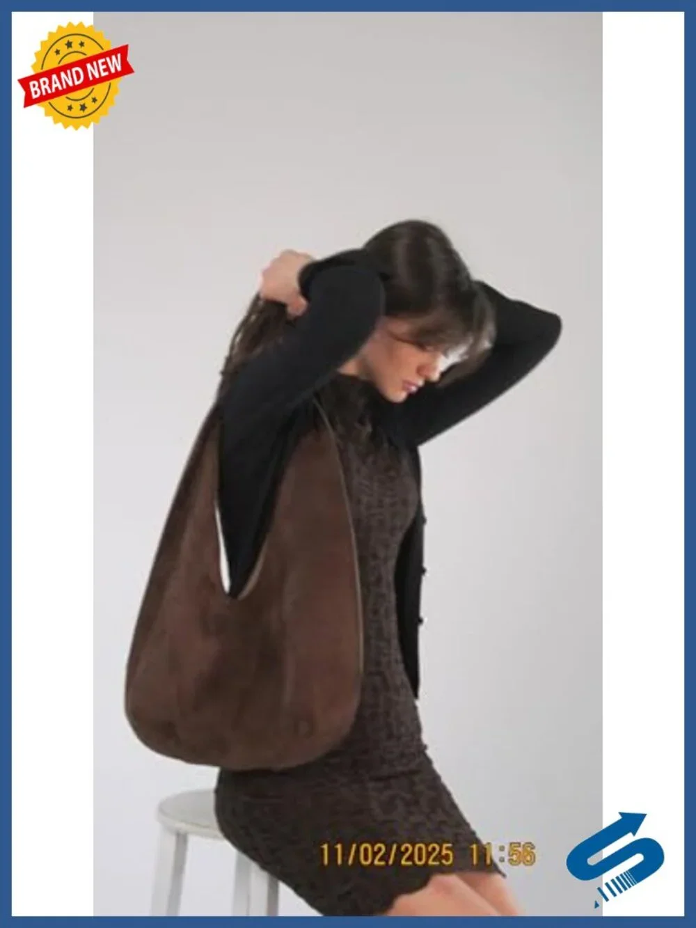 Faux Suede Hobo Bag with Shoulder Strap